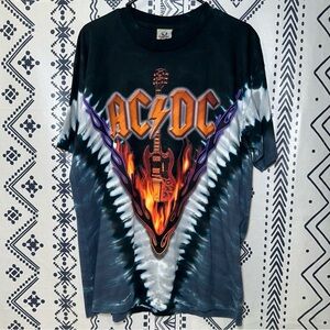Vintage Liquid Blue-USA made-AC/DC‎ Hells Bells-Single Stitch all around Rare!-L